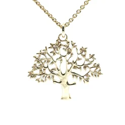 14 KARAT GULD VEDHÆNG LIVETSTRÆ STOR 28X25 MM MED SØLV FORGYLDT KÆDE 45 CM