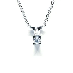 14 KARAT HVIDGULD EVA VEDHÆNG MED BRILLANT 0,10 CT. W/SI + SØLV KÆDE