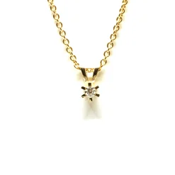 14 KARATR GULD CARLA VEDHÆNG MED BRILLANT 0,05 CT. W/SI + SØLV FORGYLDT KÆDE