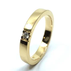 14 KT. ALLIANCE RING GULD MED BRILLANT 1X0,05 CT. W/SI