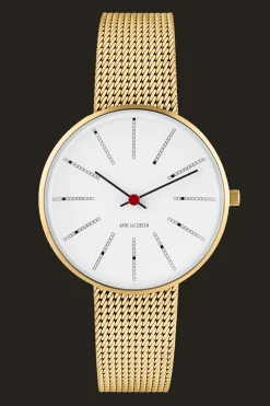 ARNE JACOBSEN BANKERS 34MM GULD MED MAT MESHREM - 53107-1609