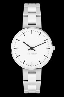 ARNE JACOBSEN CITY HALL STÅL LÆNKE OG HVID SKIVE - 53200-1428