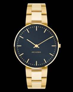 ARNE JACOBSEN CITYHALL UR FORGYLDT OXFORD BLUE 34MM -53207-1629