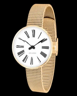 ARNE JACOBSEN ROMAN DAMEUR STÅL GULDDOUBLE 30MM - 53313-1409