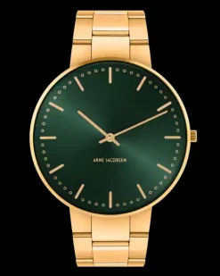 ARNE JACOBSEN UR CITY HALL GRØN MED LÆNKE 40 MM - 53208-2029