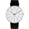 ARNE JACONSEN BANKERS UR MED SORT LÆDERREM - 43440
