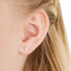 BLOMDAHL ØRERINGE BLOMST I MEDICINSK PLAST MED KRYSTALLER - 15-0114-41