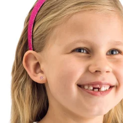 BLOMDAHL ØRERINGE BLOMST I MEDICINSK PLAST MED KRYSTALLER - 15-0114-42