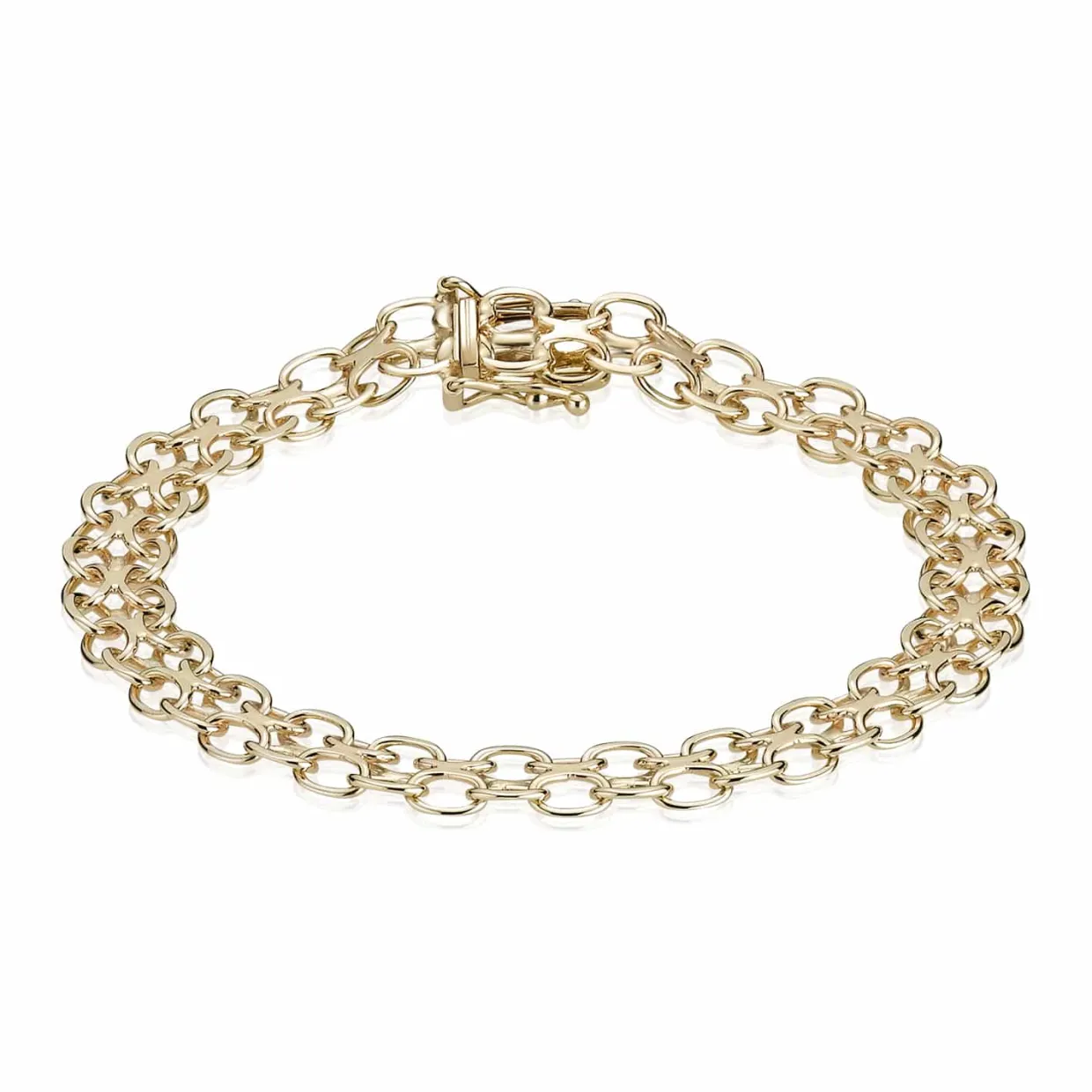 BNH X UDEN STAV ARMBÅND 14 KARAT GULD 6,5 MM BRED 18,5 CM - XU14080218K