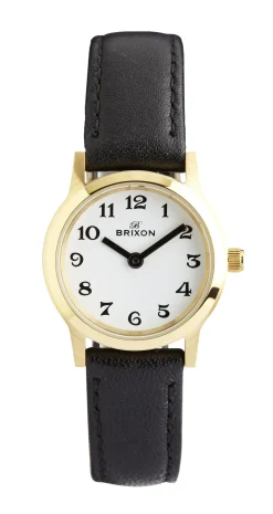 BRIXON UR DAME GULD DOUBLE TAL MED SORT LÆDERREM - 19310DR/2