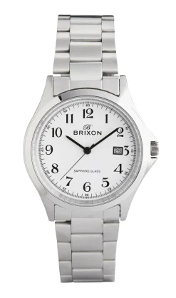 BRIXON UR HERRE SAFIR GLAS STÅL MED LÆNKE OG TAL - C2262SGD-G