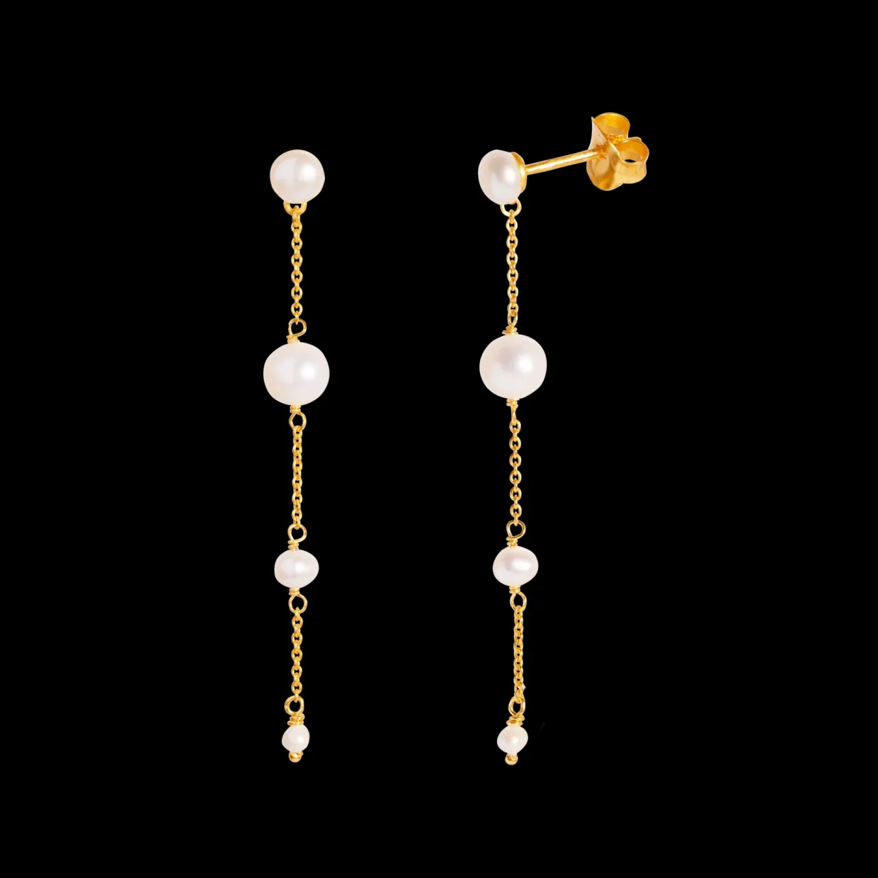 BYBIEHL AURA FORGYLDT SØLV ØRERINGE MED PERLER- 4-3903WP-GP