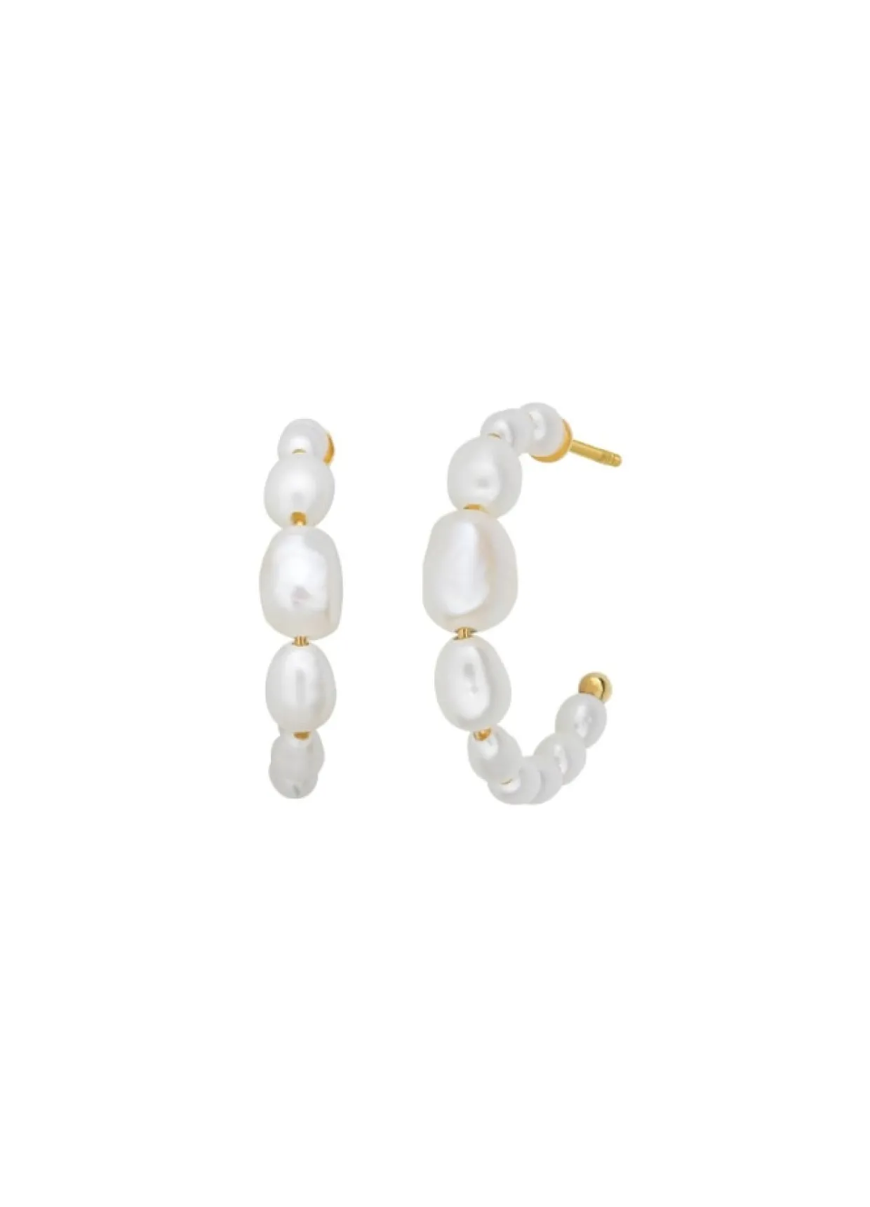 BYBIEHL AURA PEARL HOOPS - 4-033WP-GP