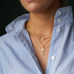 BYBIEHL COCO SØLV FORGYLDT HALSKÆDE MED PERLE OG ZIRKON - 3-3301WP-GP