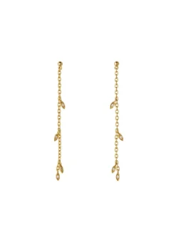 BYBIEHL JUNGLE IVY SPARKLE STRING ØRERINGE SØLV FORGYLDT - 4-3111A-GP