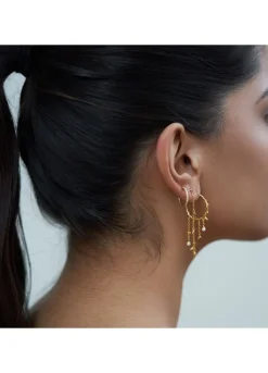 BYBIEHL JUNGLE IVY SPARKLE STRING ØRERINGE SØLV FORGYLDT - 4-3111A-GP