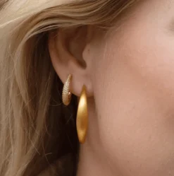 BYBIEHL OCEAN FLOW SØLV FORGYLDT ØRERINGE HOOPS XL - 4-4207-GP