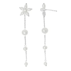 BYBIEHL PEARL SIGNATURE LONG ØRERINGE SØLV MED PERLER - 4-040WP-R