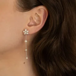 BYBIEHL PEARL SIGNATURE LONG ØRERINGE SØLV MED PERLER - 4-040WP-R