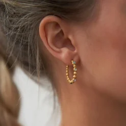 BYBIEHL PEBBLES COLOUR ØRERINGE FORGYLDT SØLV - 4-3803M-GP