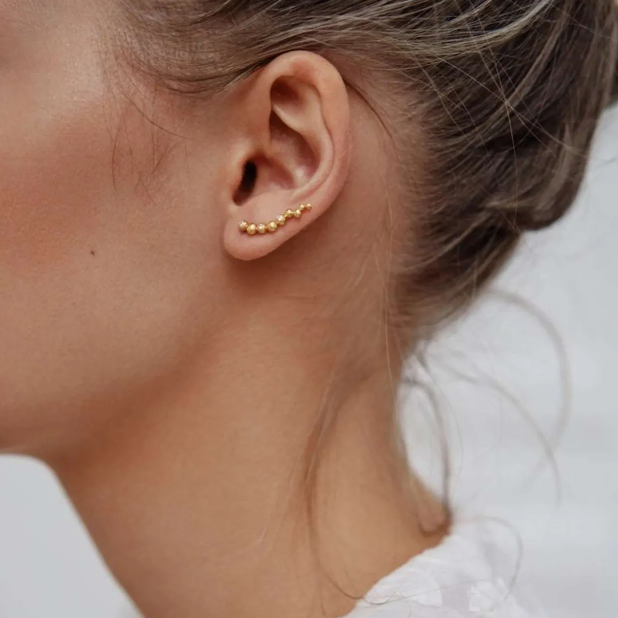 BYBIEHL PEBBLES EARCLIMBERS ØRERINGE SØLV FORGYLDT - 4-3807A-GP