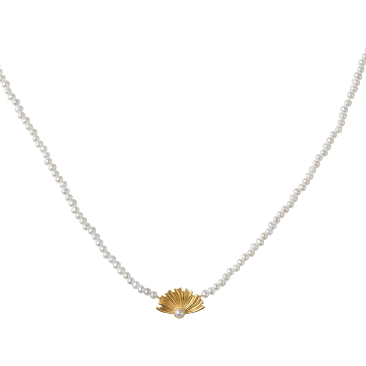 BYBIEHL POPPY HALSKÆDE FORGYLDT SØLV MED PERLER - 3-4101WP-GP