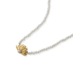 BYBIEHL POPPY HALSKÆDE FORGYLDT SØLV MED PERLER - 3-4101WP-GP