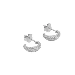 BYBIEHL ØRERING SØLV OCEAN FLOW HOOPS SPARKLE SMALL - 4-4204-R