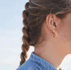 BYBIEHL ØRERINGE SØLV FORGYLDT WAVE MED ZIRKONIA - 4-3702A-GP