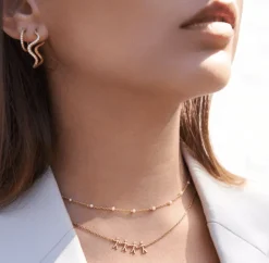 BYBIEHL ØRERINGE SØLV FORGYLDT WAVE MED ZIRKONIA - 4-3702A-GP