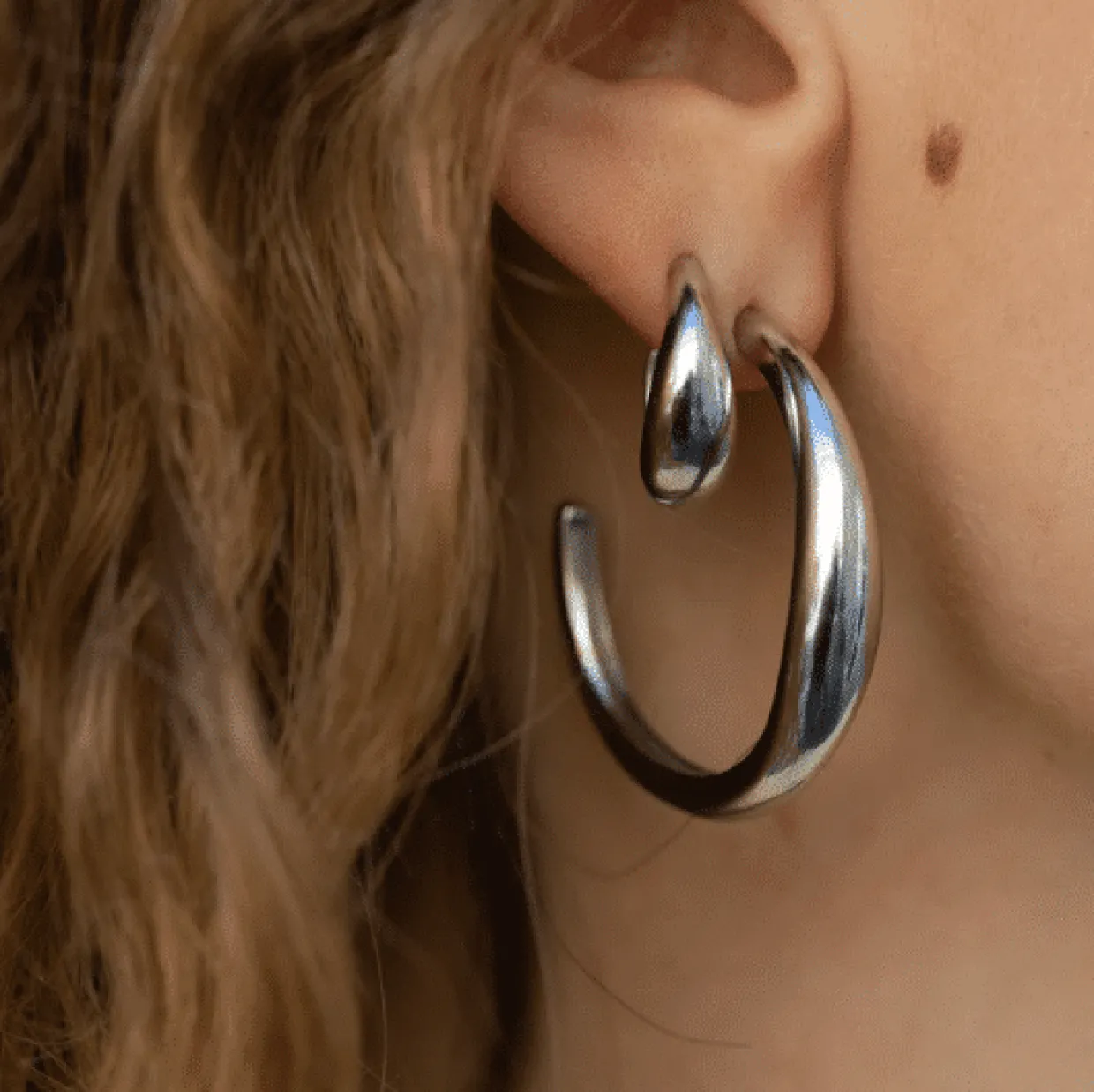 BYBIEHL ØRERINGE SØLV OCEAN FLOW XL LIMITED EDITION - 4-4207P-R