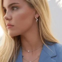 BYBIEHL ØRERINGE SØLV WAVE MED ZIRKONIA - 4-3702A-R