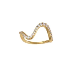 BYBIEHL RING FORGYLDT SØLV WAVE M/ STEN - 5-3702A-GP