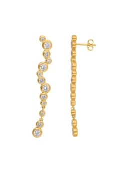 BYBIEHL STARDUST ØRERINGE SØLV FORGYLDT MED ZIRKONIA LANG - 4-4603a-GP