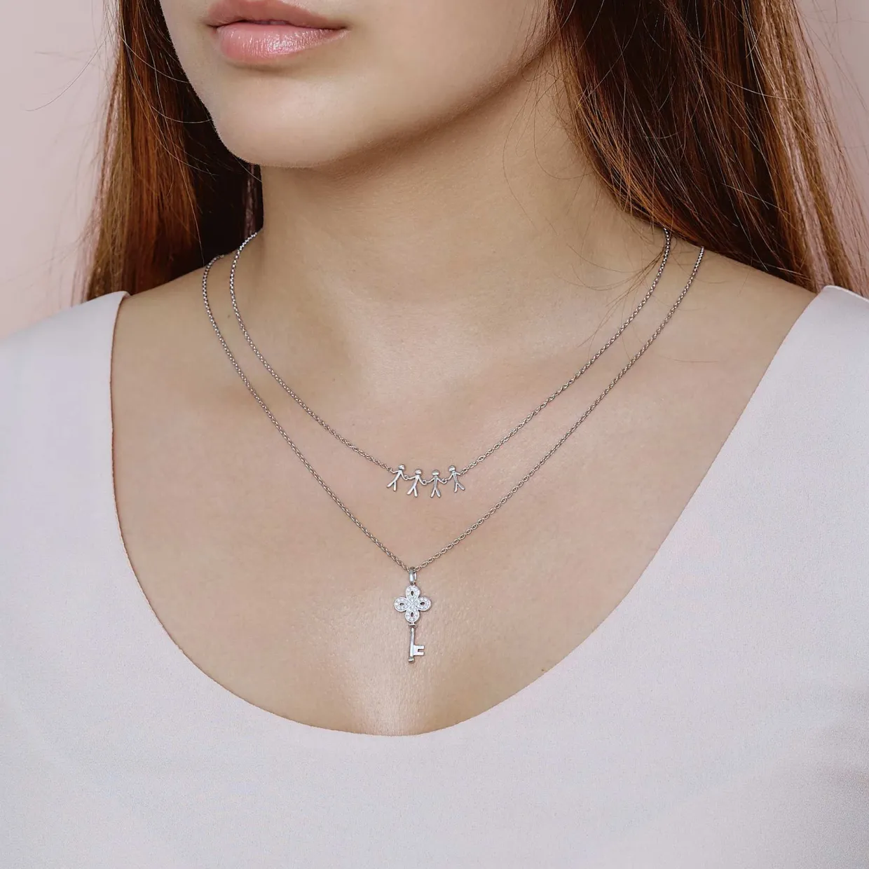 BYBIEHL TOGETHER FAMILY 4 HALSKÆDE SØLV - 3-2004-R