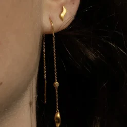 BYBIEHL WAVE DANGLING ØRERINGE SØLV FORGYLDT - 4-027A-GP