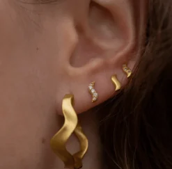 BYBIEHL WAVE ØRERINGE SØLV FORGYLDT - 4-4024-GP