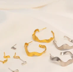 BYBIEHL WAVE ØRERINGE SØLV FORGYLDT - 4-4024-GP