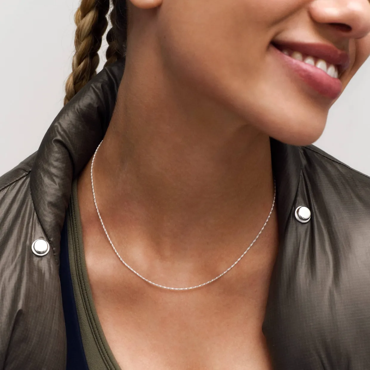 CAMILLE BRINCH BASIC PUFFER HALSKÆDE SØLV 45 CM - BPUC-M