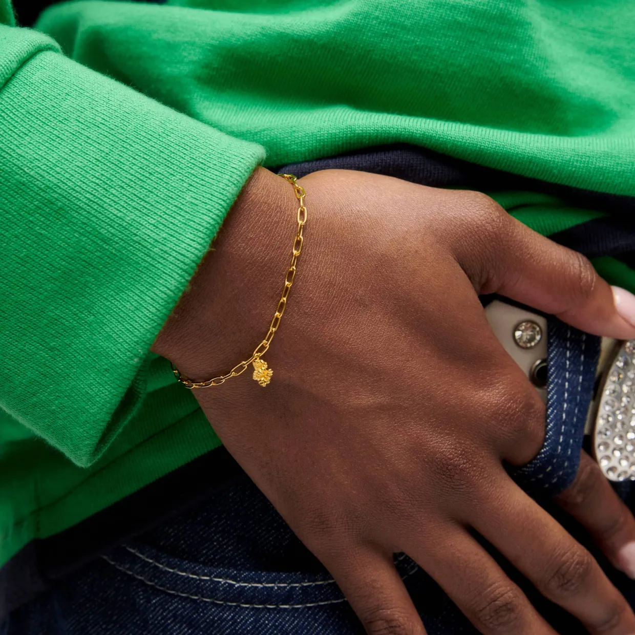 CAMILLE BRINCH BLUSH CRUSH ARMBÅND FORGYLDT SØLV 17 CM - BCRB-FG-17