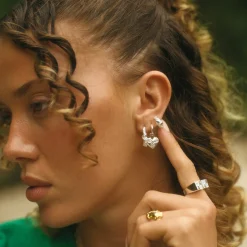 CAMILLE BRINCH CONTRAST FUSION HOOPS ØRERINGE SØLV - COFH