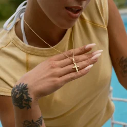 CAMILLE BRINCH CROSS CONTRAST VEDHÆNG KORS FORGYLDT SØLV - CCOC-FG-P