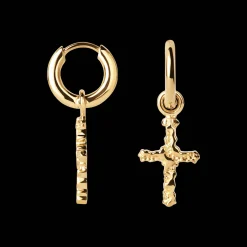 CAMILLE BRINCH CROSS CONTRAST ØRERINGE FORGYLDT SØLV - CCOE-FG