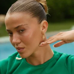 CAMILLE BRINCH CROSS CONTRAST ØRERINGE FORGYLDT SØLV - CCOE-FG