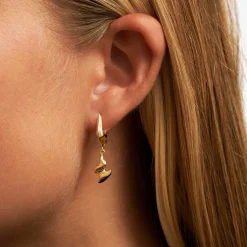 CAMILLE BRINCH LARGE FLASHING FLAMES ØRERINGE SØLV FORGYLDT - LFFLE-FG