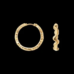 CAMILLE BRINCH LARGE SHINY SPARKLY HOOPS ØRERINGE I FORGYLDT SØLV - LSSPH-FG