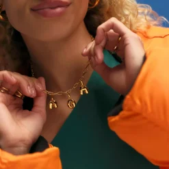 CAMILLE BRINCH LETTER PUFFER CHARM A I FORGYLDT SØLV - APUL-FG-P