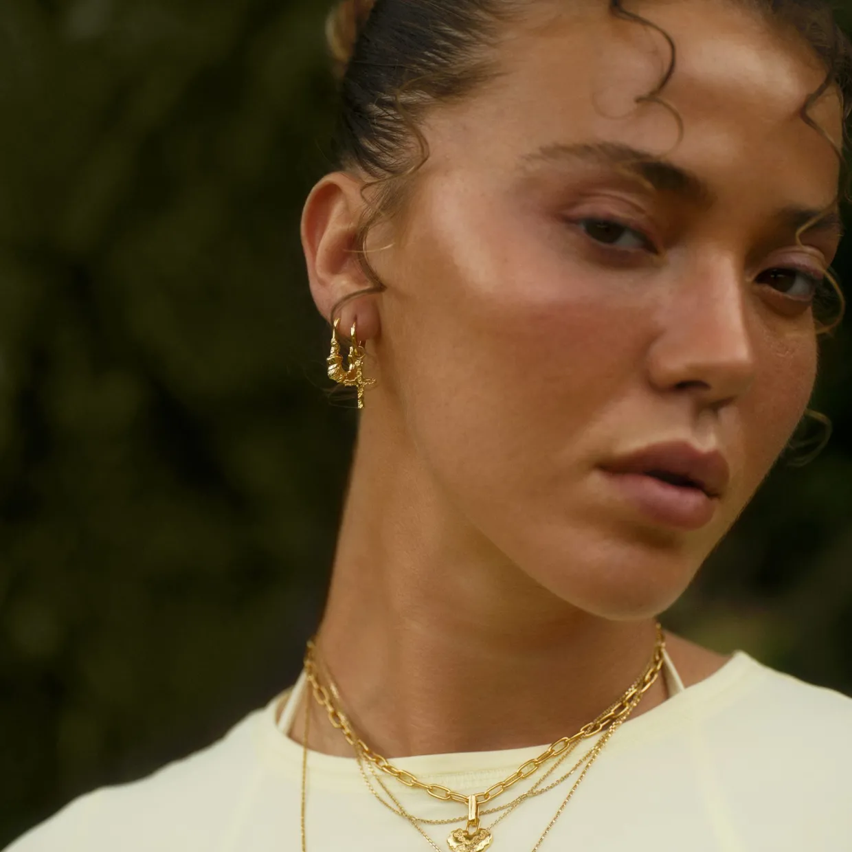 CAMILLE BRINCH LUMINA CONTRAST ØRERINGE FORGYLDT SØLV - LCOE-FG