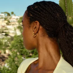 CAMILLE BRINCH MEDIUM HEART CRUSH HOOPS FORGYLDT SØLV ØRERINGE - MHCRH-FG