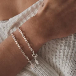 CAMILLE BRINCH NUGGET LAYERS T-LOCK ARMBÅND SØLV 20 CM - NLATA-20